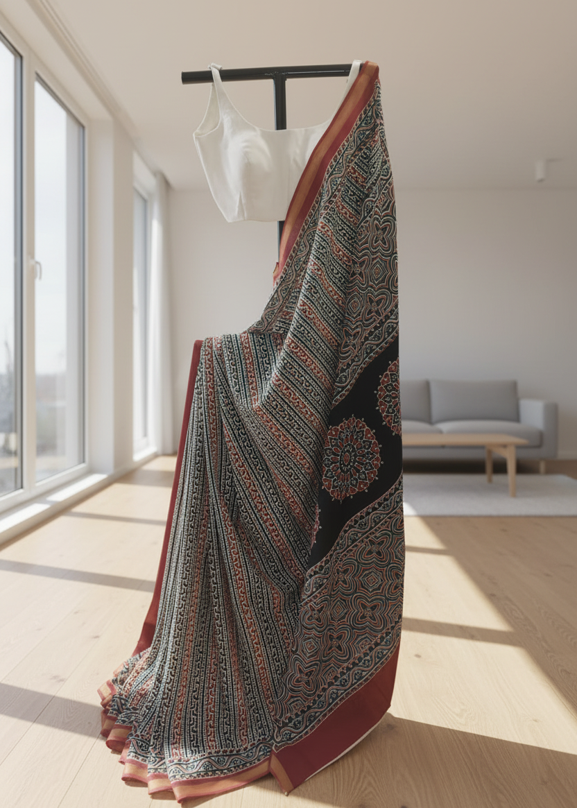 Neel Kalamkari Cotton Saree