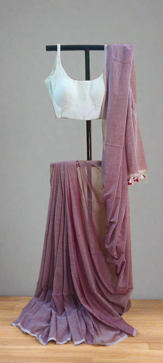 Dusky Dahlia Mul Cotton Saree