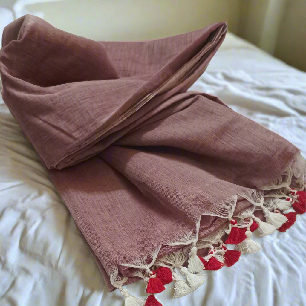 Dusky Dahlia Mul Cotton Saree
