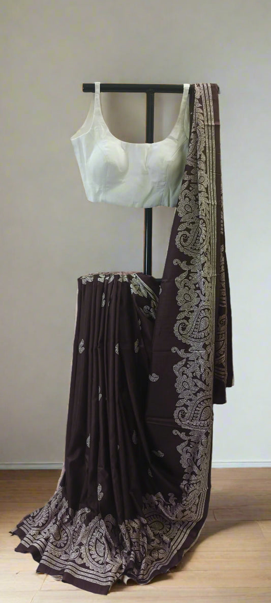 Kashi Maroon Pure Silk-Cotton Saree