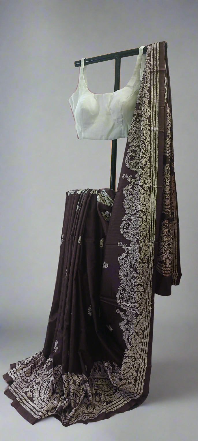 Kashi Maroon Pure Silk-Cotton Saree