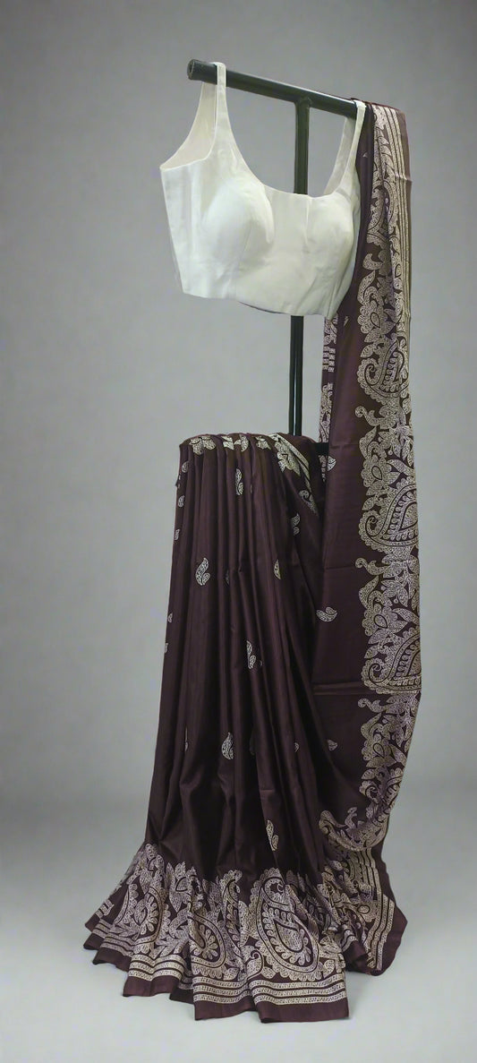 Kashi Maroon Pure Silk-Cotton Saree