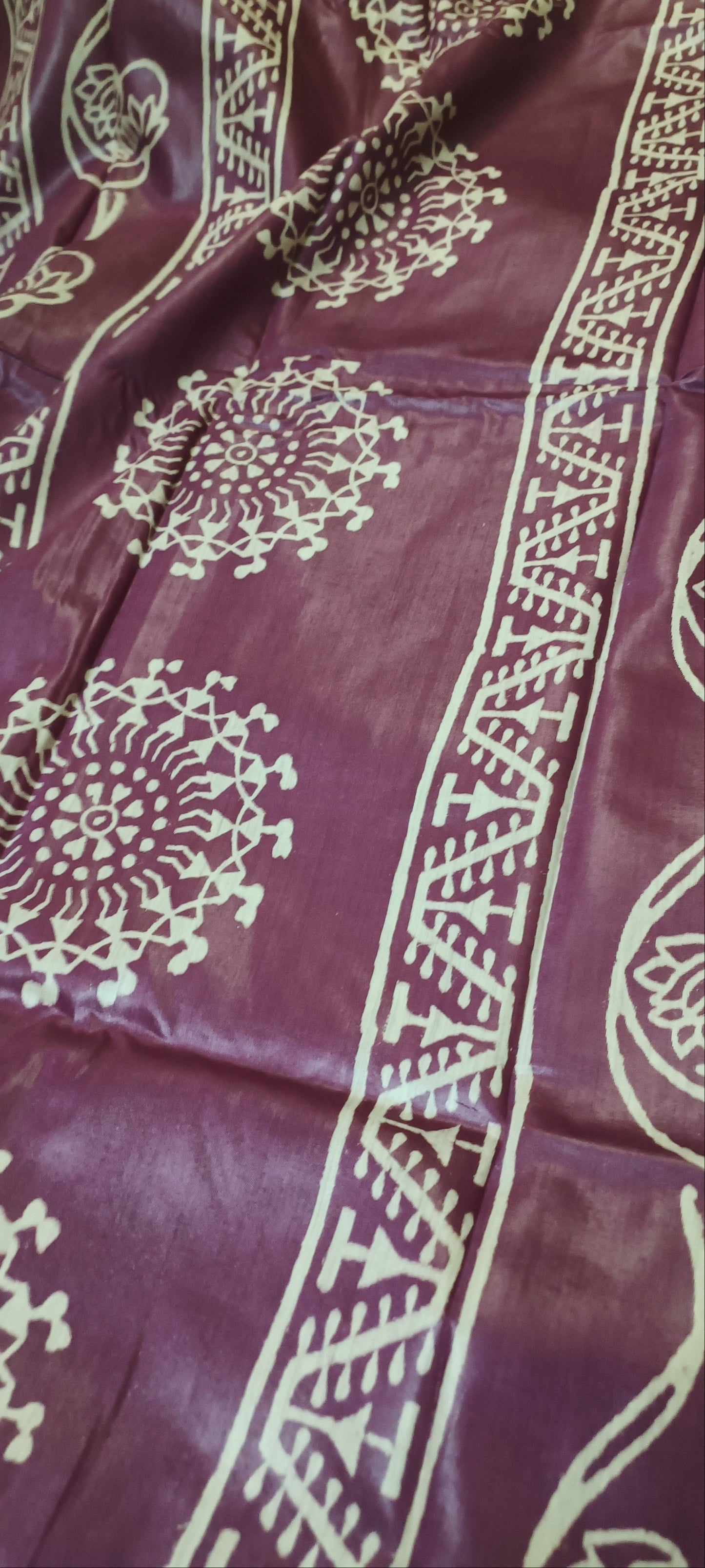 Anurakta Jamuni Bishnupuri Block Print Silk Saree