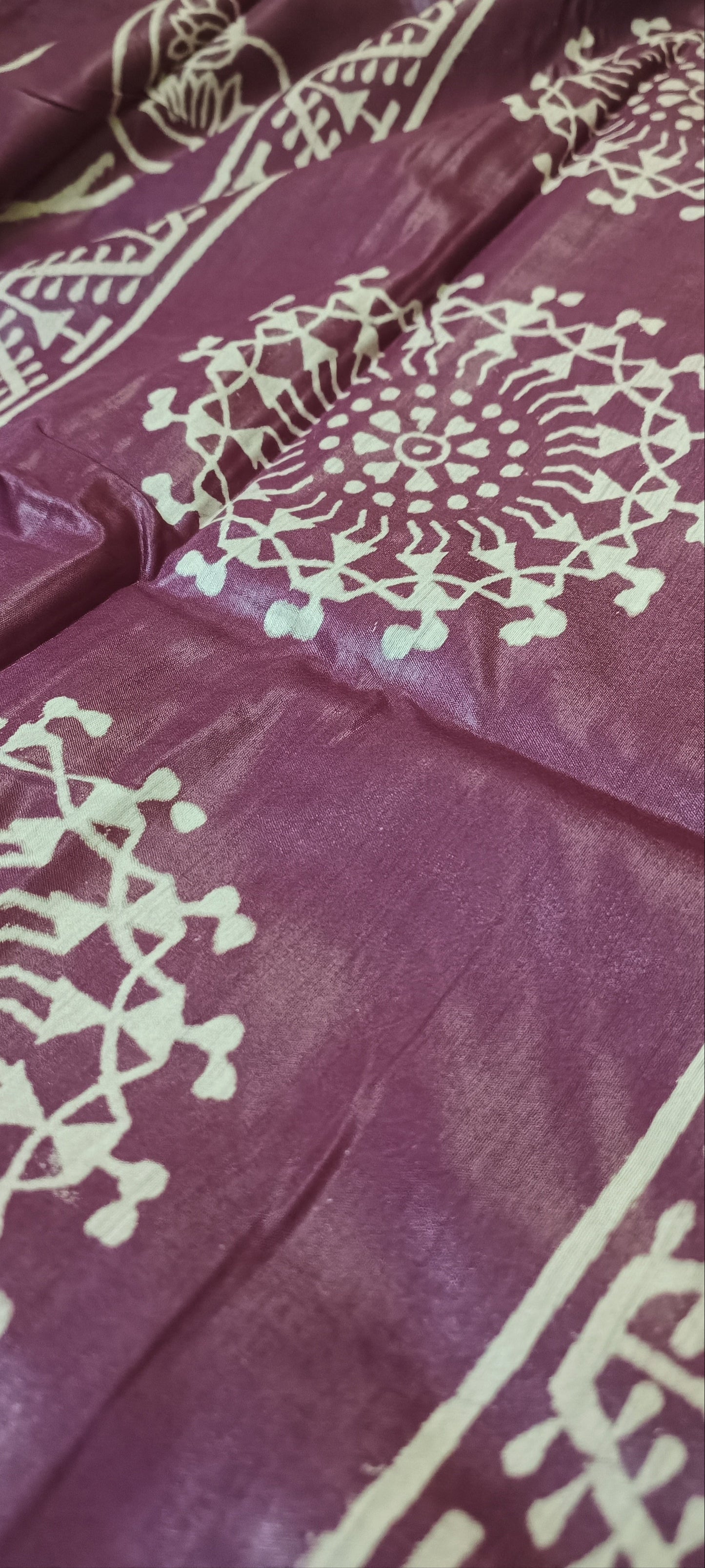 Anurakta Jamuni Bishnupuri Block Print Silk Saree