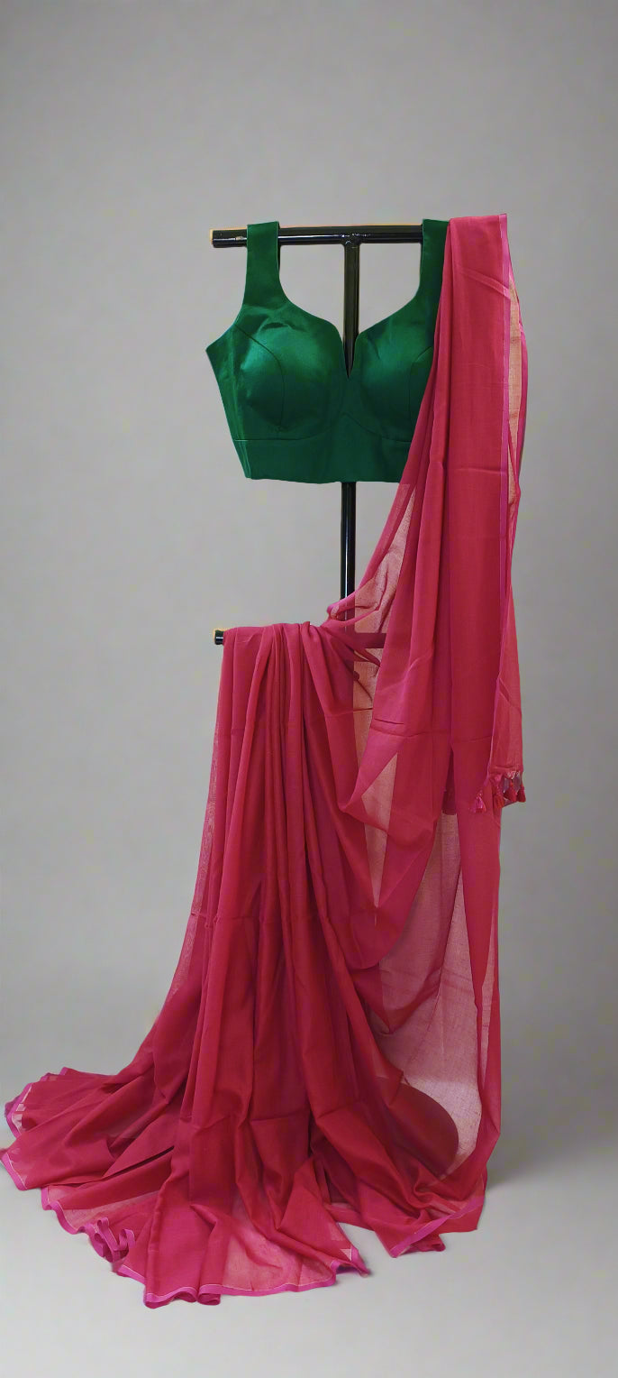 Phalsa Bloom Mul Cotton Saree