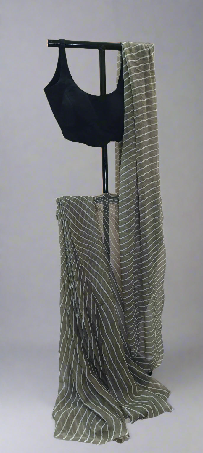 RIMI – Moonsoil Striped Chiffon Saree