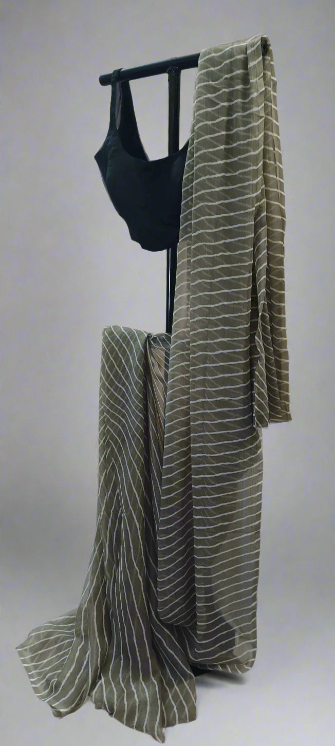 RIMI – Moonsoil Striped Chiffon Saree