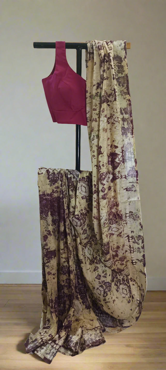 Forest Dust Linen Saree