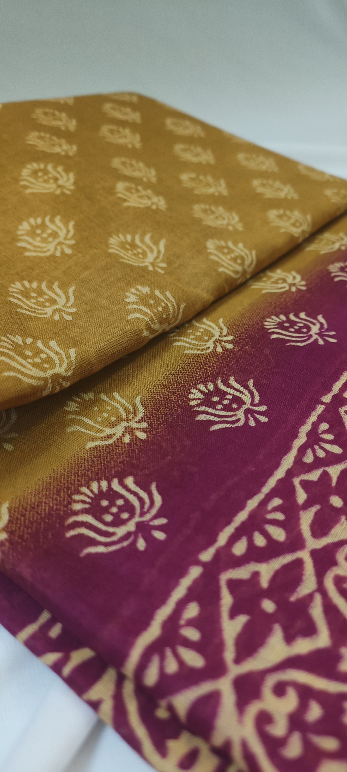 Gulmohar Rust Maheshwari Dhabu Print Saree