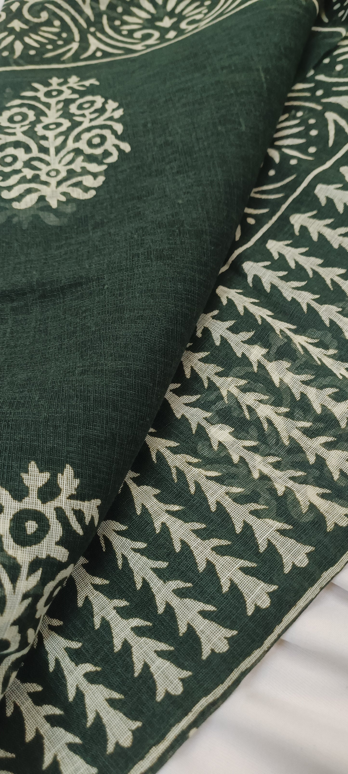 Aranya Vriksha Hand-Printed Linen Saree