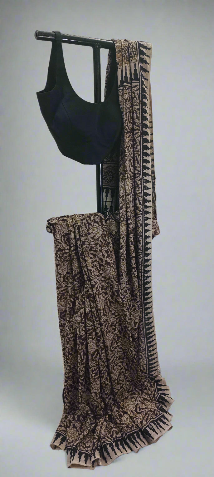 Sand Mahogany Kalamkari Cotton Saree