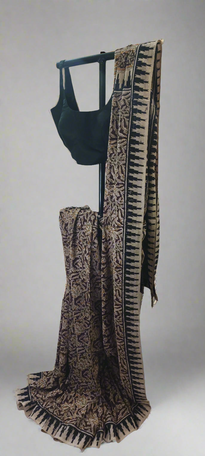 Sand Mahogany Kalamkari Cotton Saree