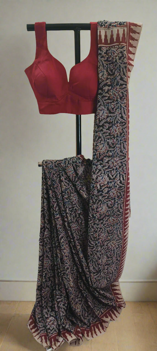 Tamra Vana Kalamkari Cotton Saree