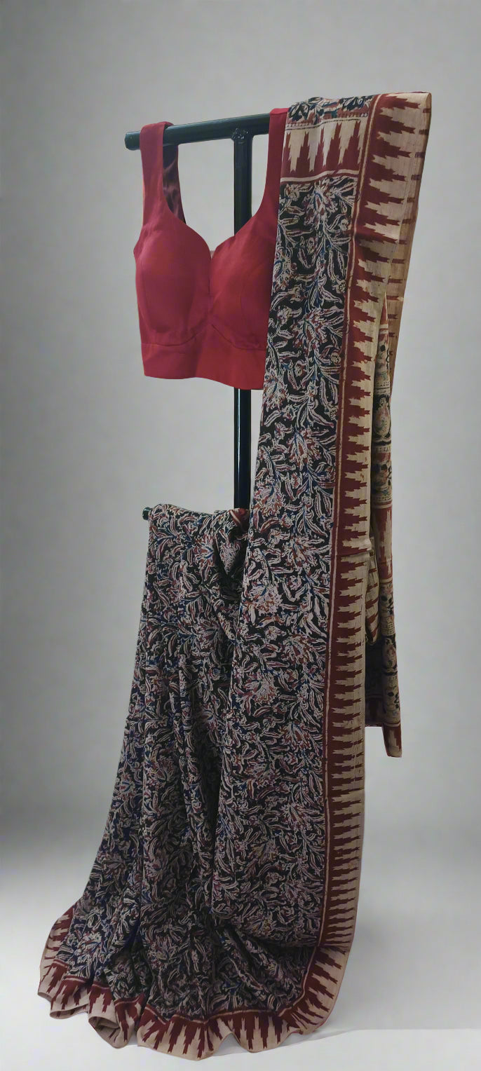 Tamra Vana Kalamkari Cotton Saree
