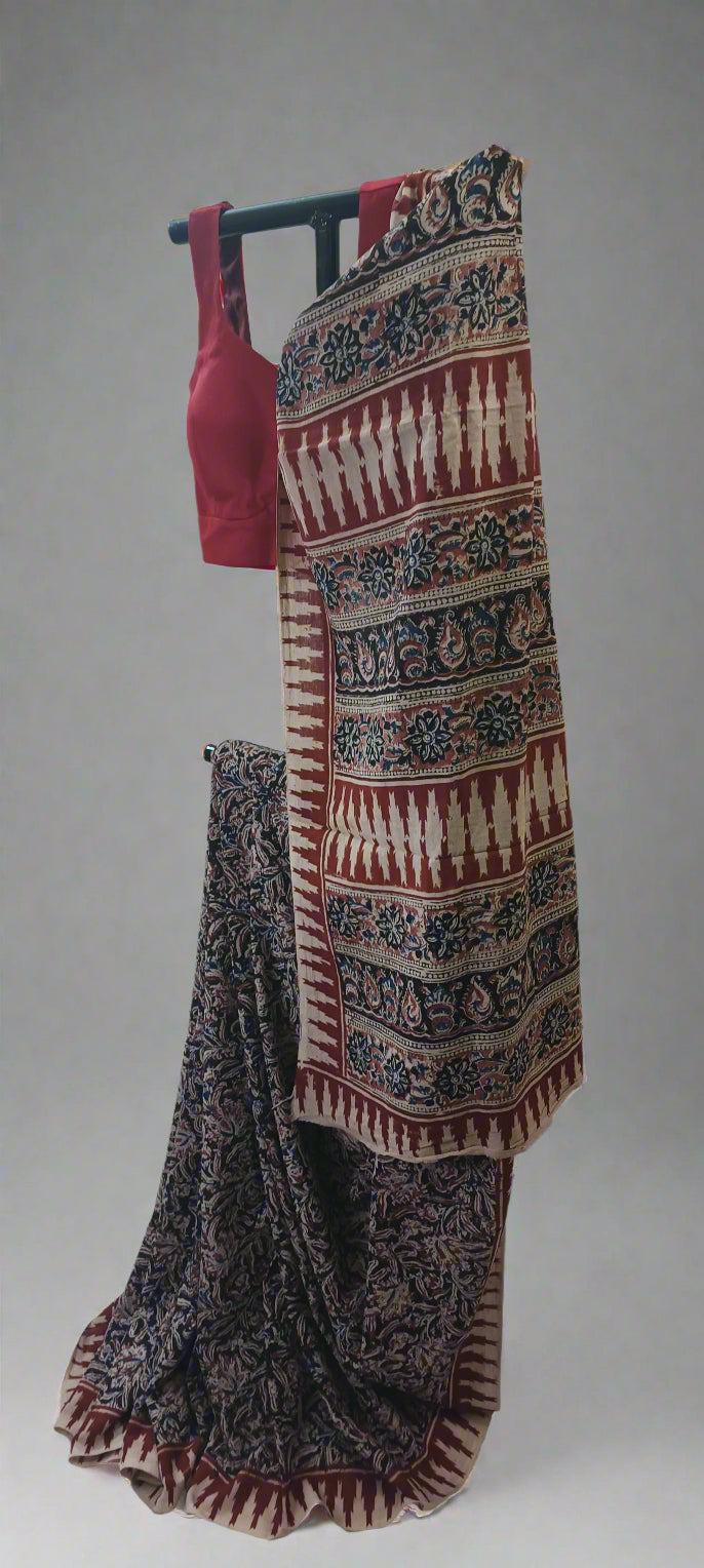 Tamra Vana Kalamkari Cotton Saree