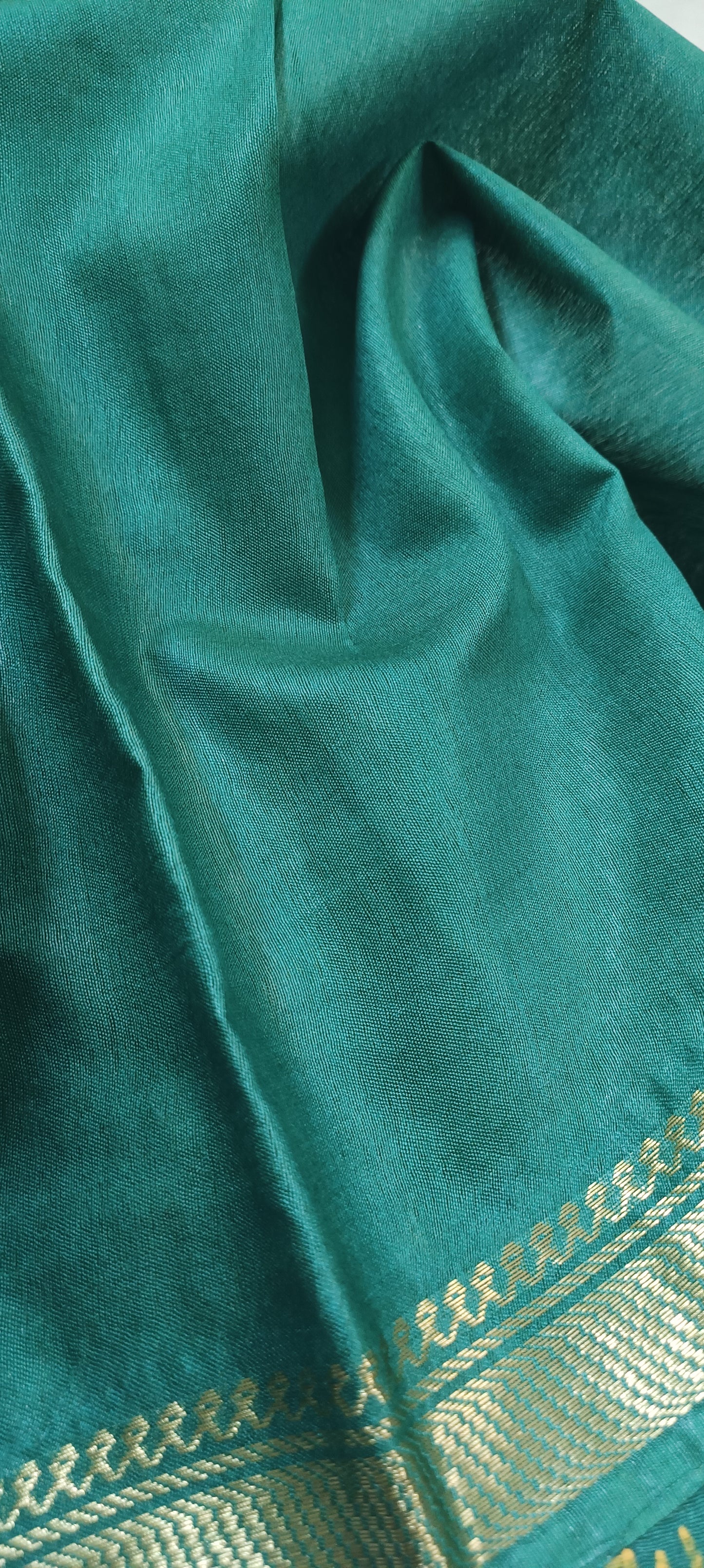 Teal Gold Mangalgiri Cotton Saree
