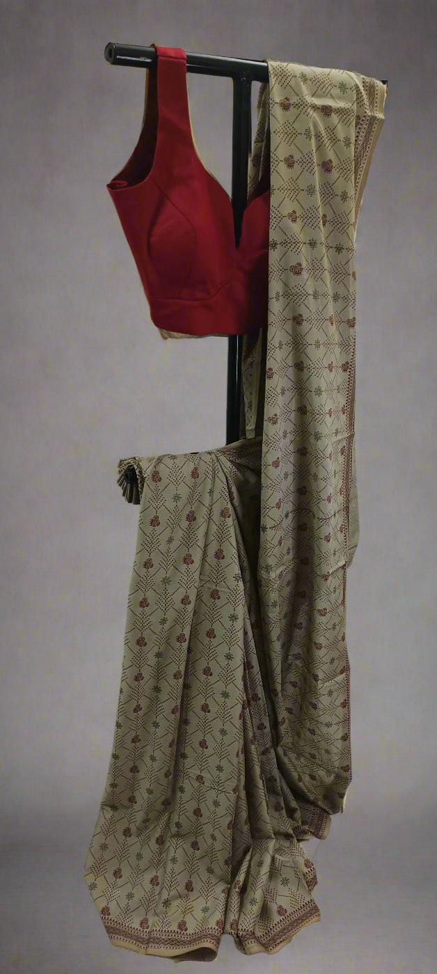 Sehej Dhaani Maheshwari Block Print Cotton Saree