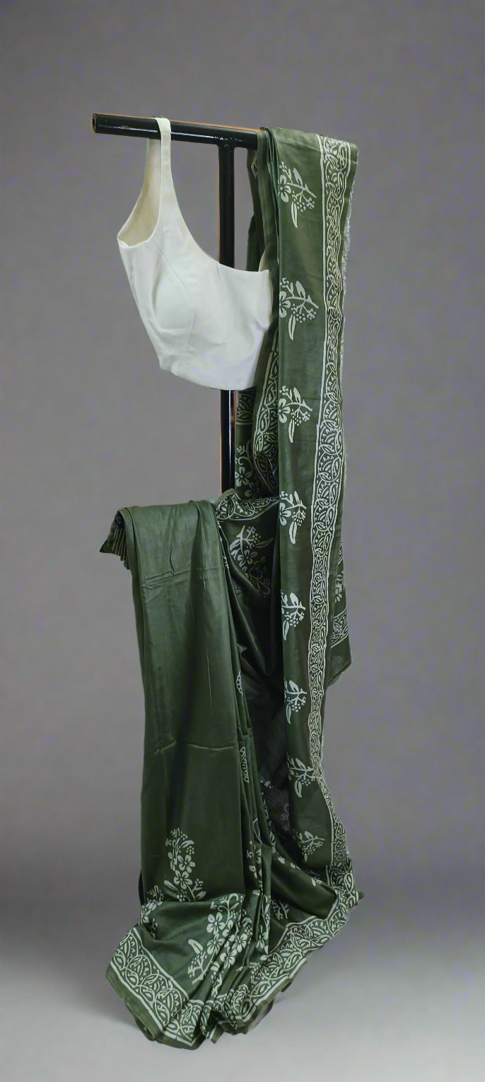 Anant Vriksha Bishnupuri Block Print Saree