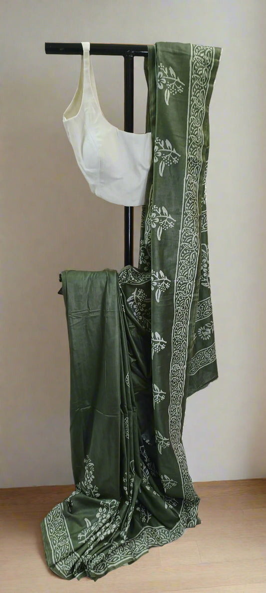 Anant Vriksha Bishnupuri Block Print Saree