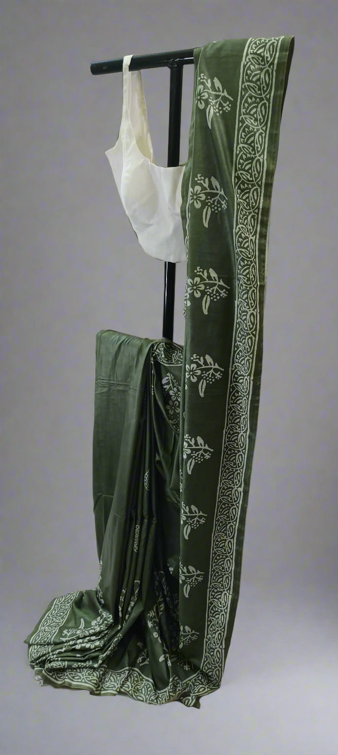 Anant Vriksha Bishnupuri Block Print Saree