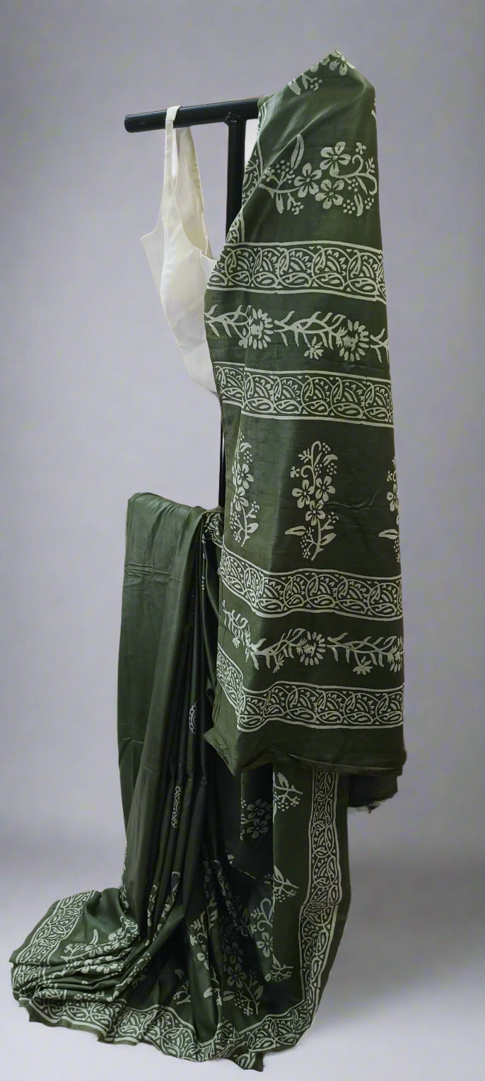 Anant Vriksha Bishnupuri Block Print Saree