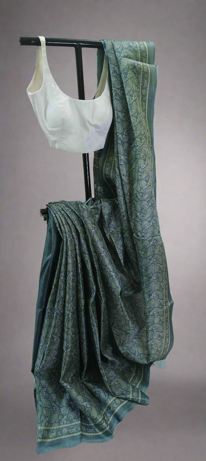 Moss Royal Paisley Print Saree
