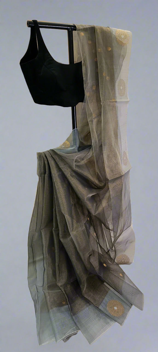 Peacock Dusk Tissue Muslin Saree