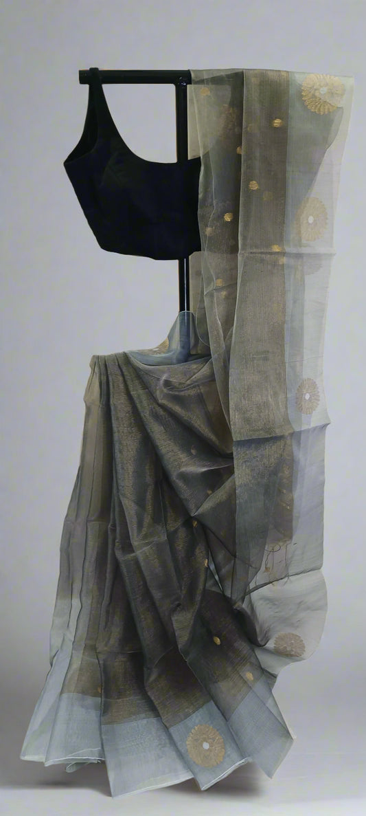 Peacock Dusk Tissue Muslin Saree