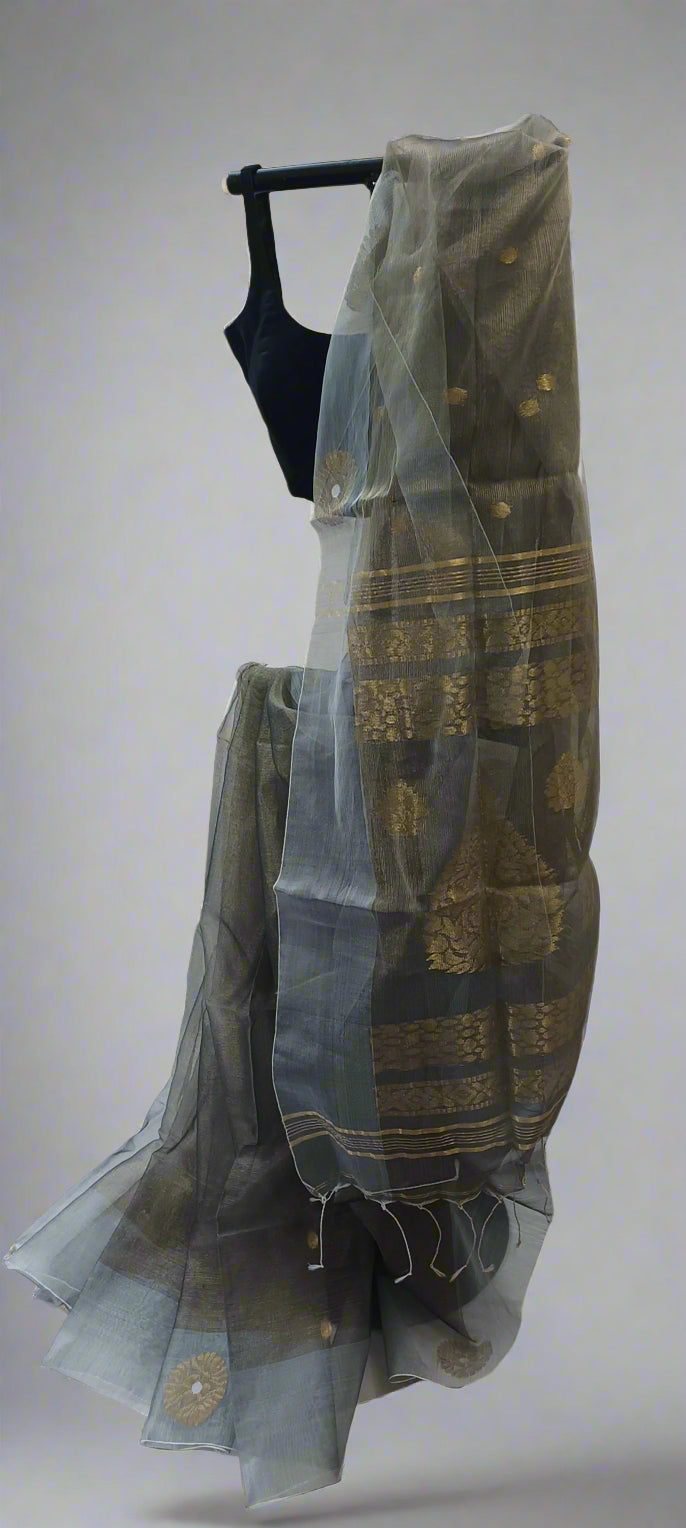 Peacock Dusk Tissue Muslin Saree