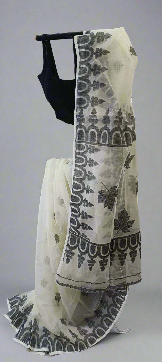 Ivory Smoke Soft Jamdani Saree
