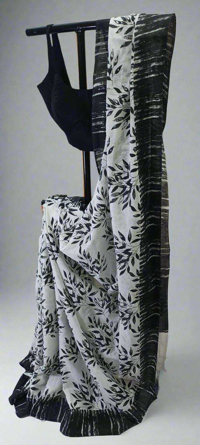 Charcoal Whisper Slab Cotton Saree