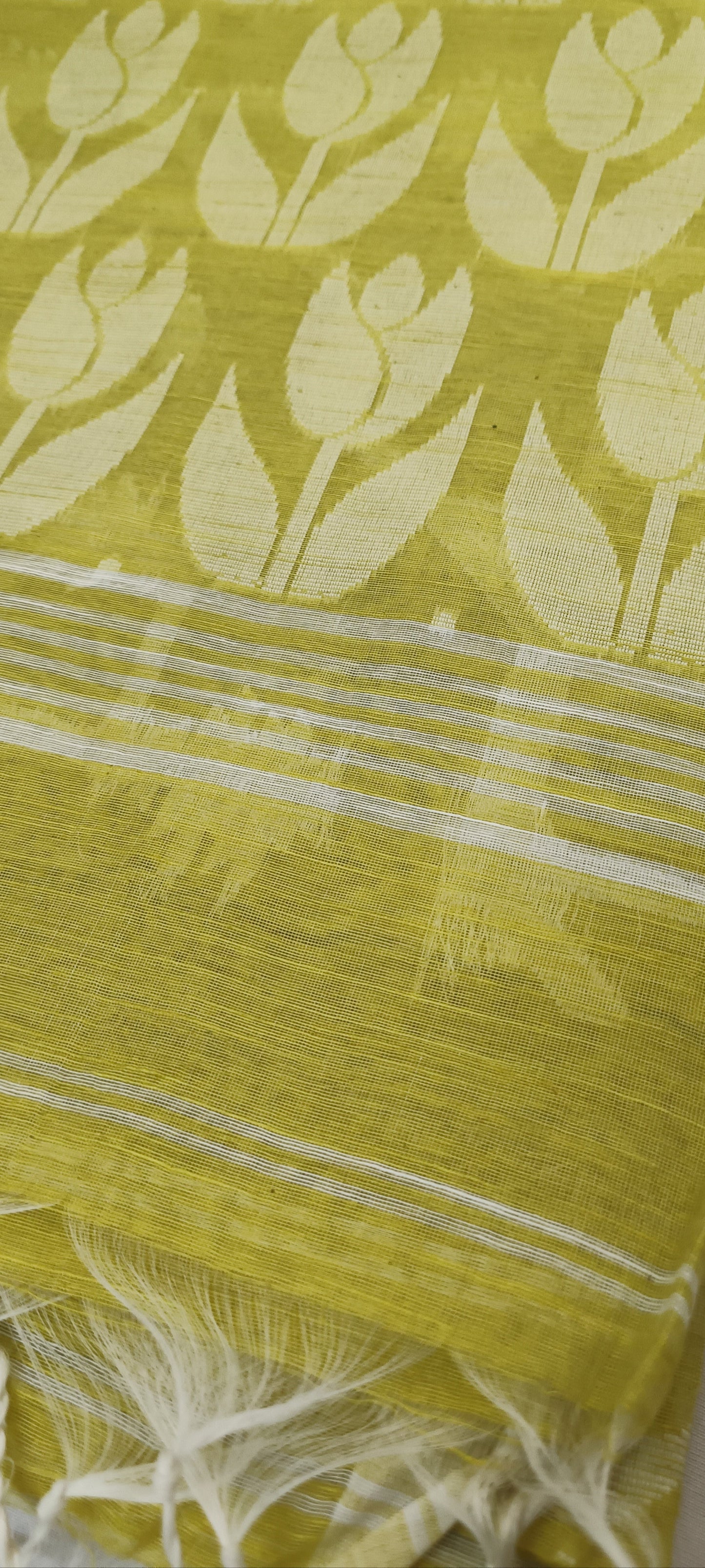 Citron Bloom Slab Cotton Saree