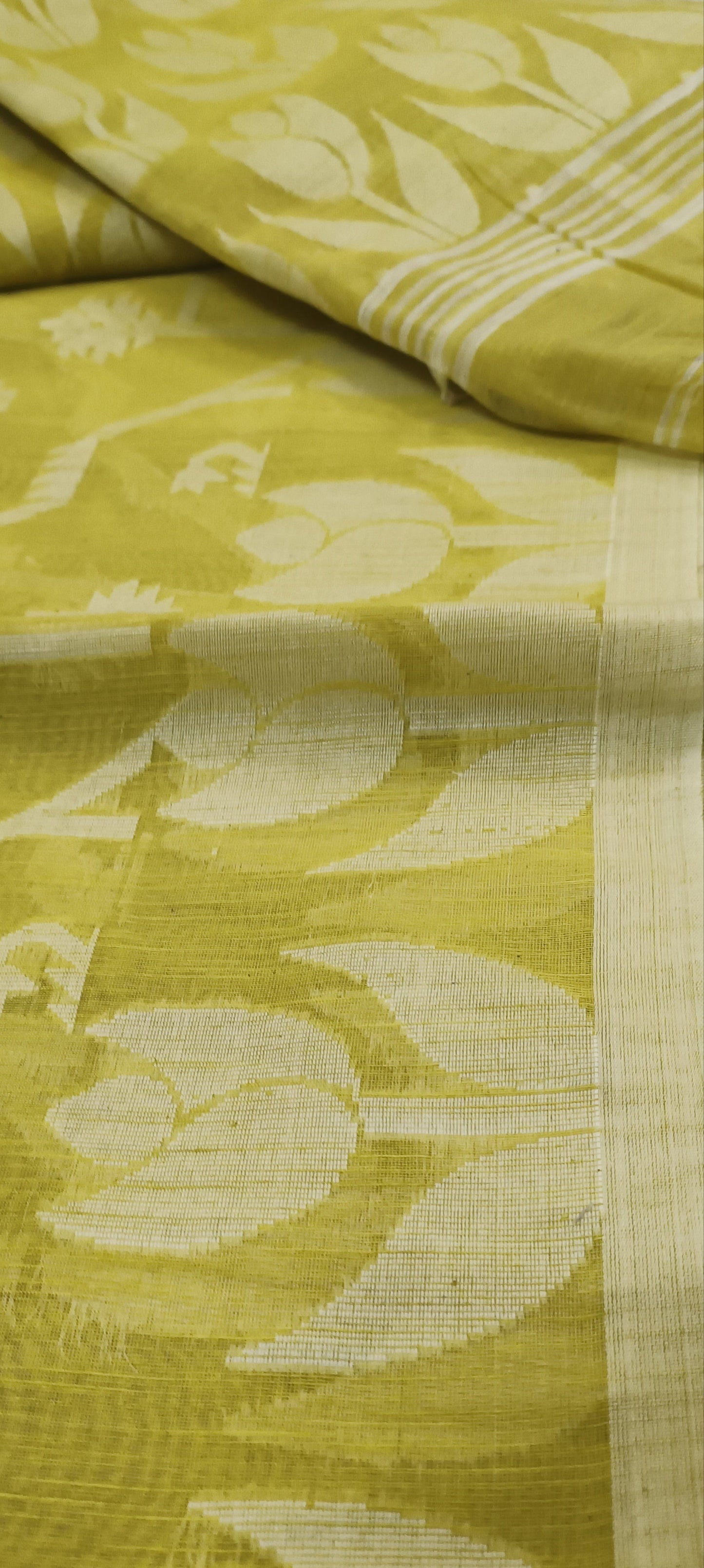 Citron Bloom Slab Cotton Saree