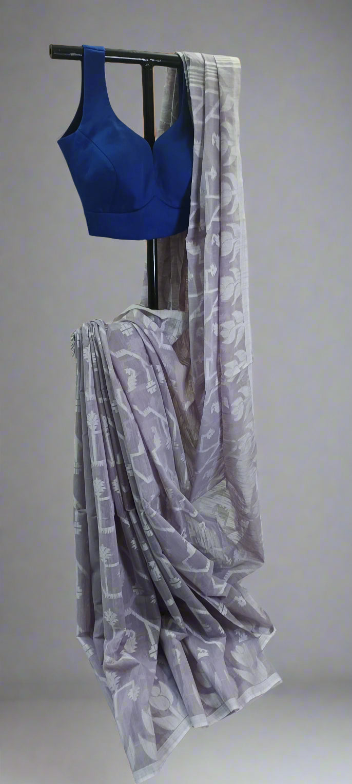 Lilac Whisper Slab Cotton Saree