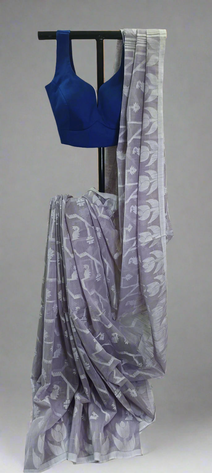 Lilac Whisper Slab Cotton Saree