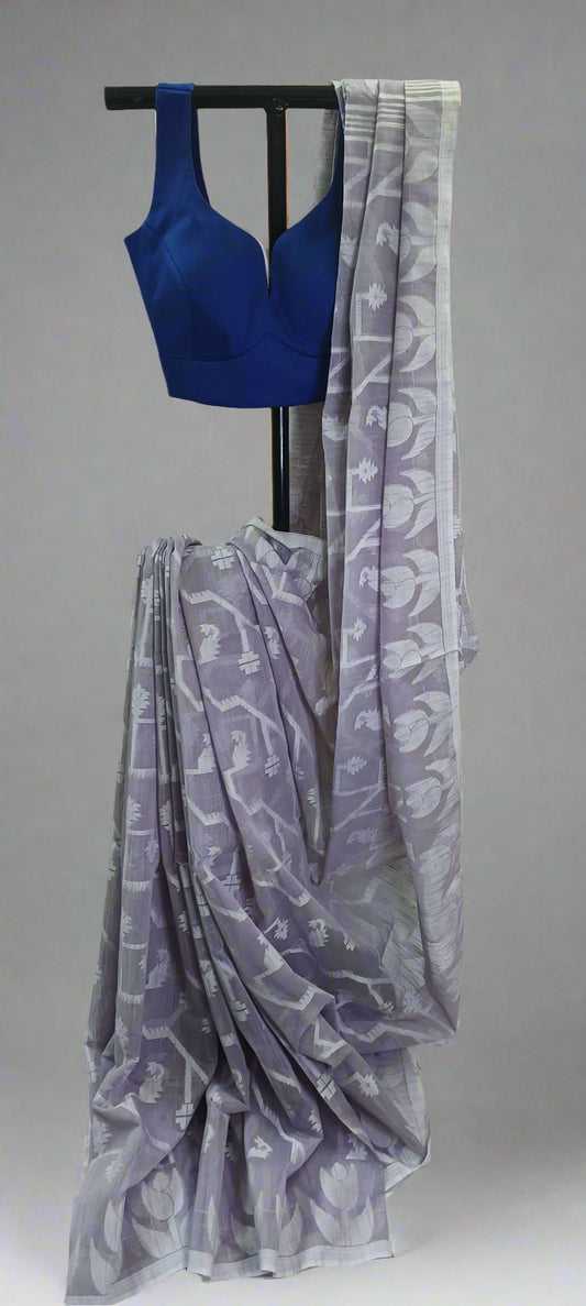 Lilac Whisper Slab Cotton Saree