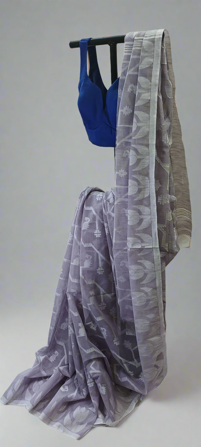 Lilac Whisper Slab Cotton Saree