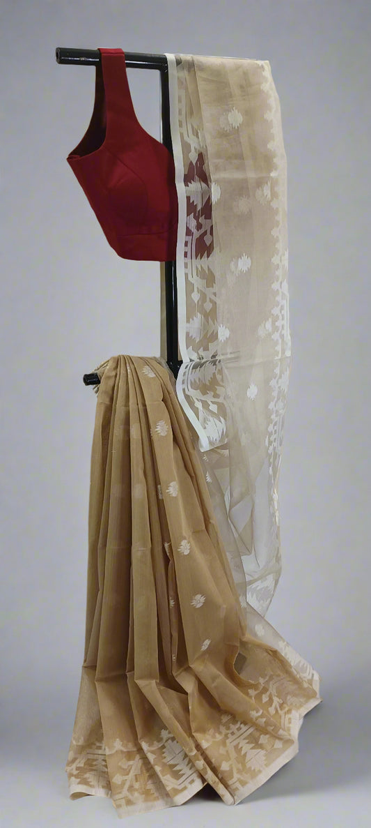 Chhaon Beige Muslin Organza Saree