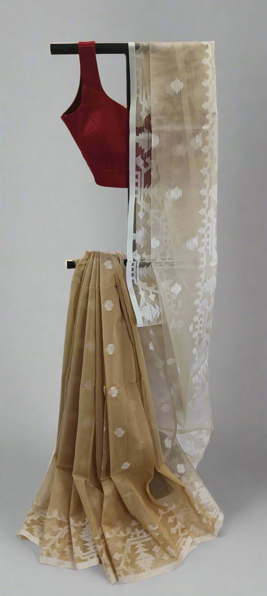 Chhaon Beige Muslin Organza Saree