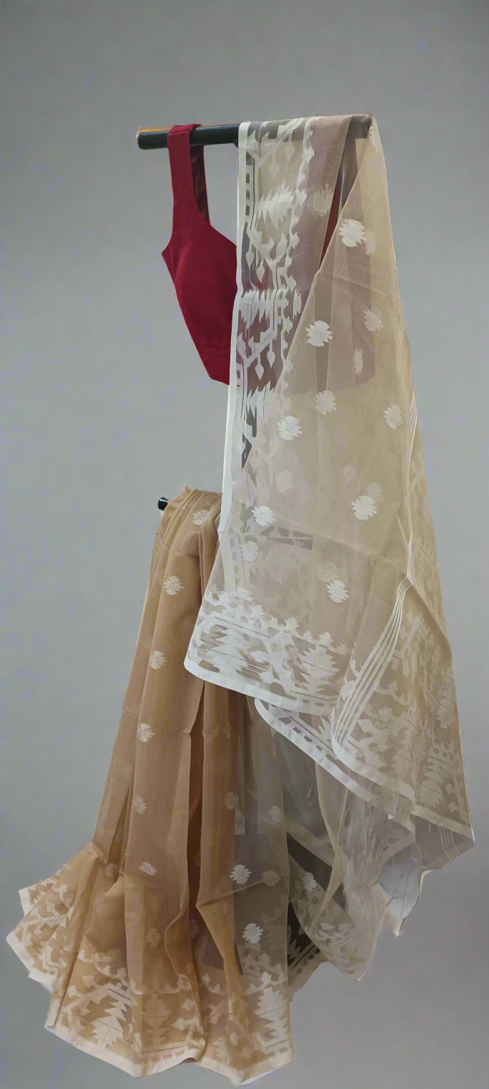 Chhaon Beige Muslin Organza Saree