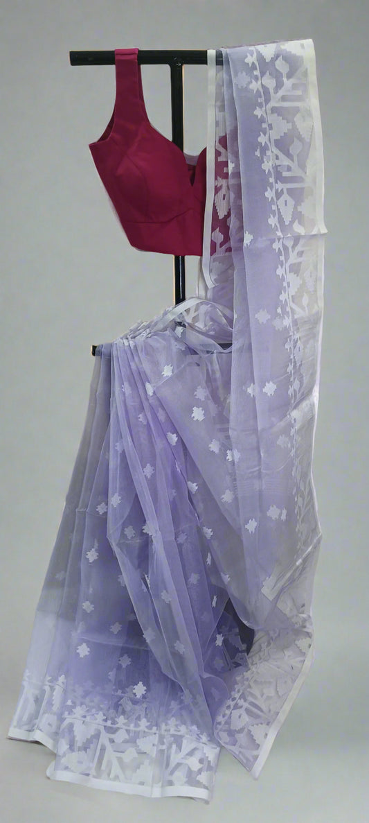 Lavender Mist Muslin Organza Saree