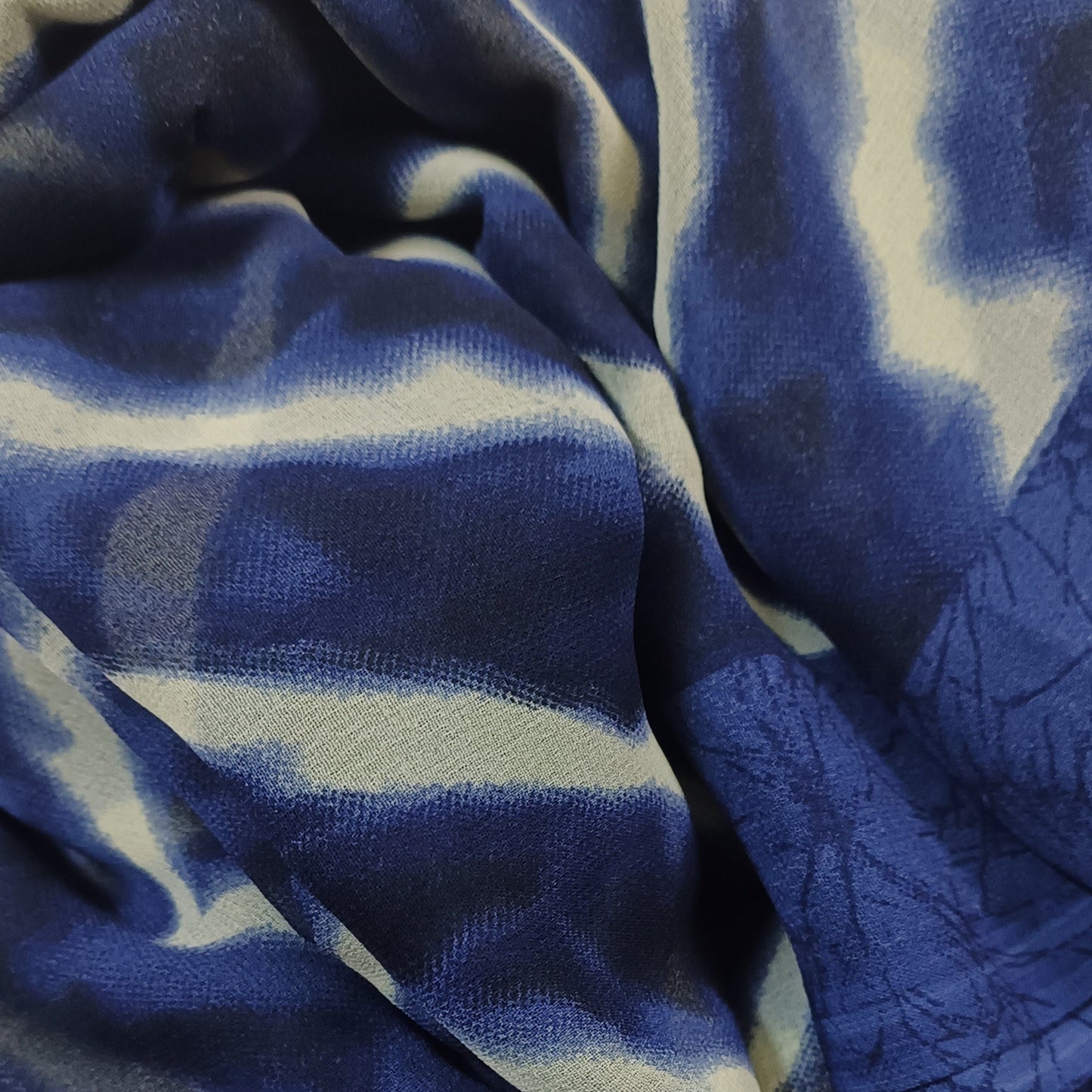 Midnight Ripple Chiffon Saree