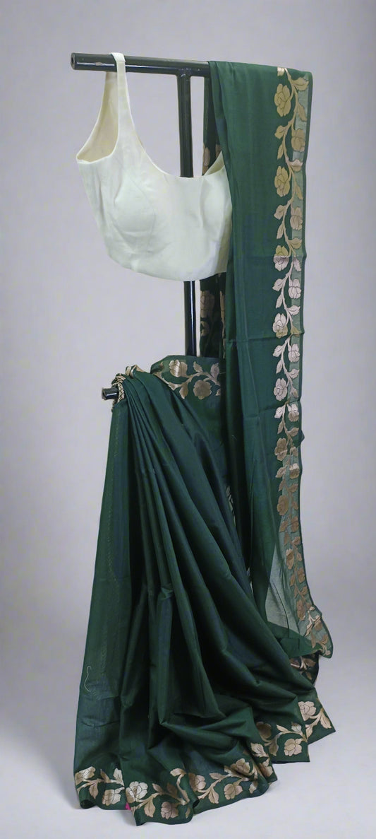 Raatgulab Muga Linen-Silk-Cotton Saree