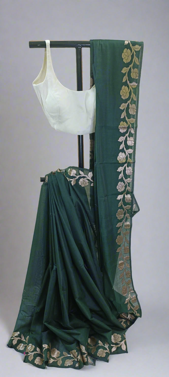 Raatgulab Muga Linen-Silk-Cotton Saree