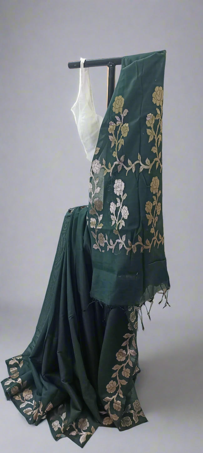 Raatgulab Muga Linen-Silk-Cotton Saree