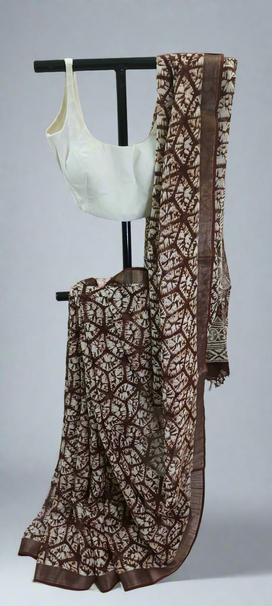 Mudleaf Ajrakh Linen Saree