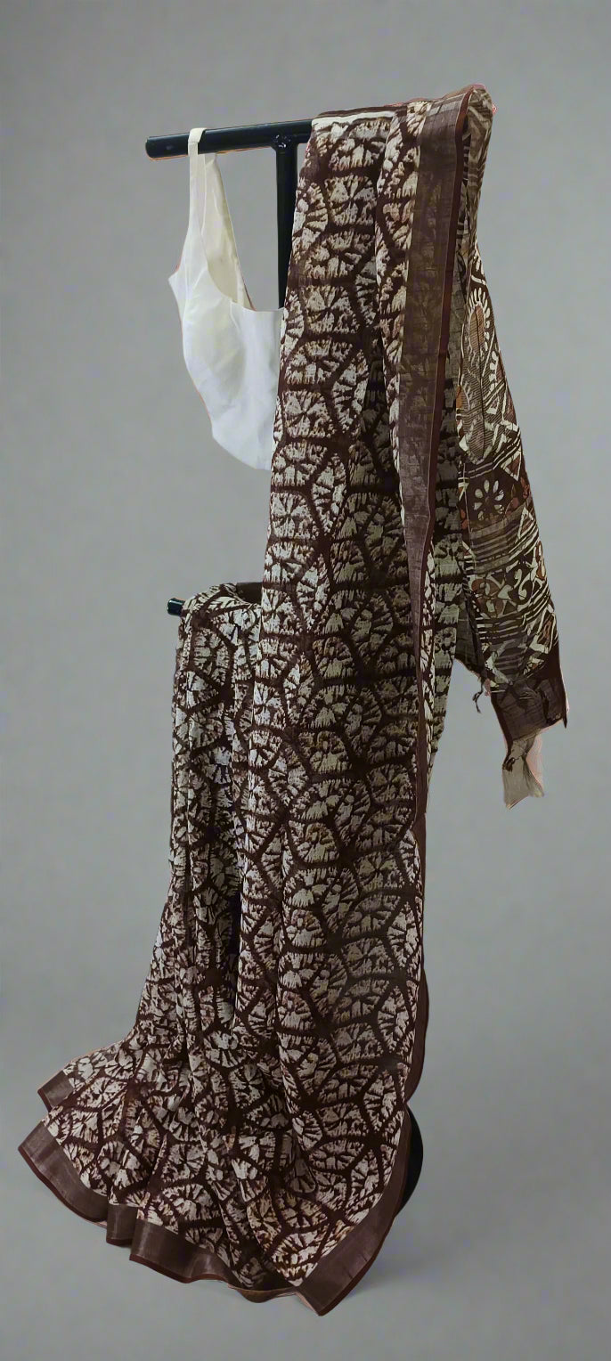 Mudleaf Ajrakh Linen Saree