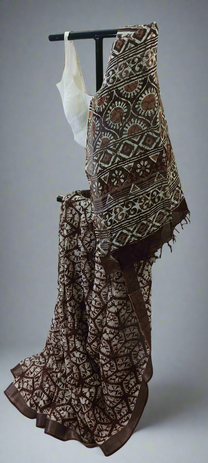 Mudleaf Ajrakh Linen Saree