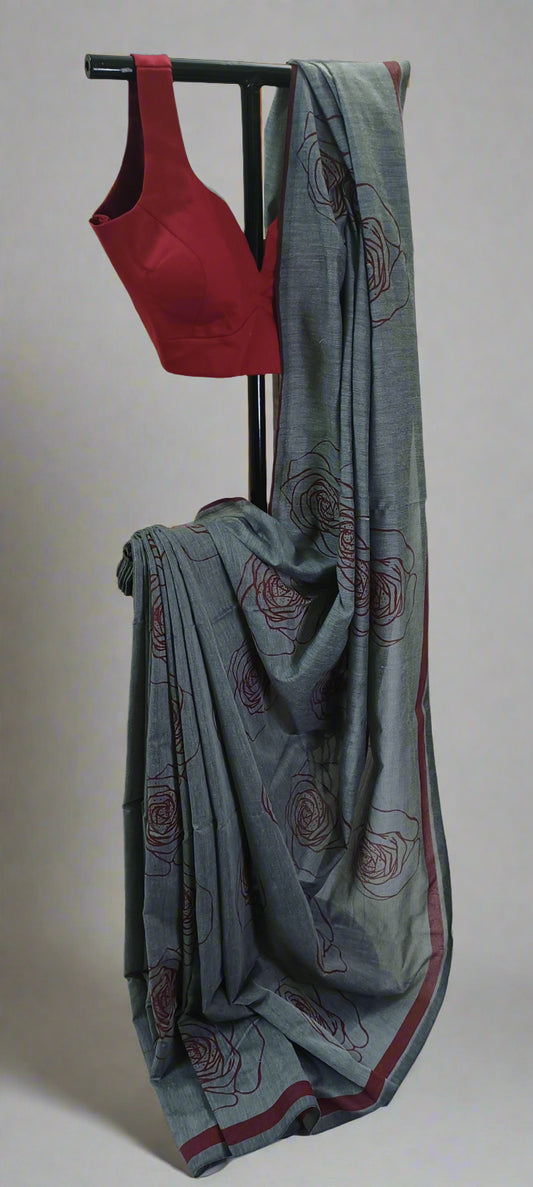 Ashrose Whisper Motka Print Cotton Saree