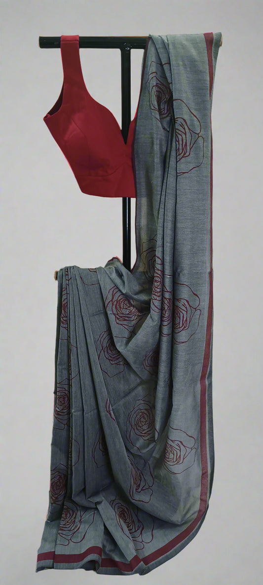 Ashrose Whisper Motka Print Cotton Saree